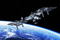 International Space Station Orbiting Earth Art Print Poster 18×12