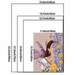 Framed Canvas Floral Covered Woman Purple Larkspur Boho Minimal Decor