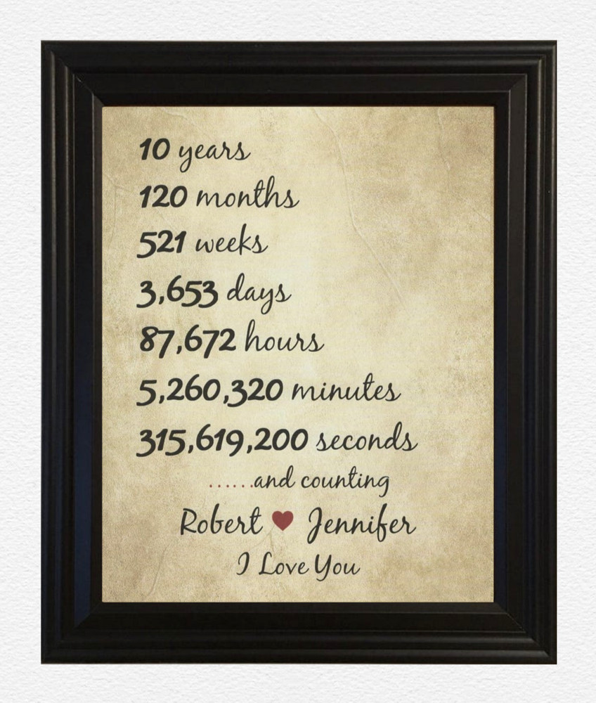 10th Anniversary Gifts for Wife 10 Year Wedding Anniversary Gift for Husband