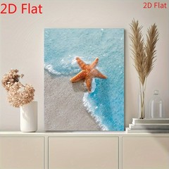 Ocean Beach Orange Starfish Soft Watercolor Canvas, Coastal Neutral Room Decor
