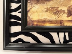 African Sunset/Safari Print w/Zebra Matting & Wood Frame (Unsigned Artwork)
