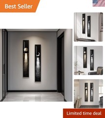 Modern Black White Gold Moon Art Prints – Set of 2 Framed 8×56 Inch Decor