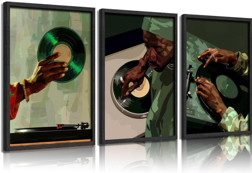 Black Men Wall Art African DJ Painting Pictures Wall Decor Hip Hop Posters Mo…