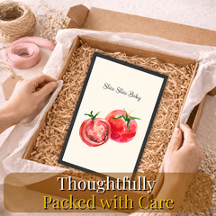 Slice Slice Baby Framed Kitchen Wall Art Tomato Poster Funny Food Quote Gift