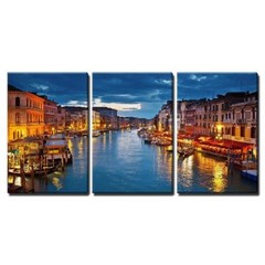 Wall26 – Grand Canal at Night Venice – Canvas Art Wall Decor – 16″x24″x3 Panels