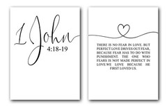 1 John 4:18-1, Bible Verse, Set of 2 Prints, Multiple Sizes, Home Wall Art Decor