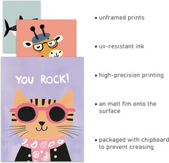 Toddler Wall Art Prints – Colorful Animal Gallery Wall Art for Kids Children Roo