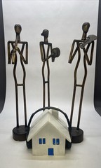Bronze Art Sculptures Modern Musical Set Flute Cymbals Violin Stick Figures