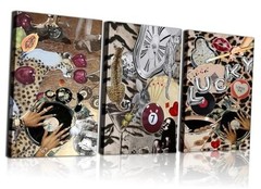 Framed Trendy Leopard Canvas Wall Art Set of 3 16L» x 12W» Dark Wrapped Canvas