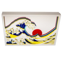 3D Layered Wall Art, The Great Wave Japanese Art Print with Frame, Modern Home