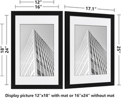 ELSKER&HOME 16×24 Poster Frame 3 pack, Black 16×24, with White Mat