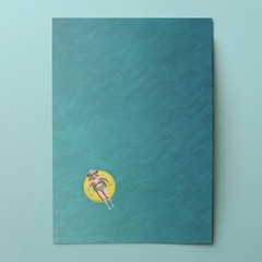 Retro Pool Float Poster Coastal Bathroom Wall Art Turquoise Water Summer Print