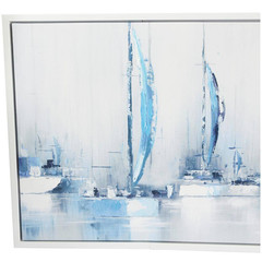 1- Panel Sail Boat Framed Wall Art with White Frame 24 In. X 65 In.