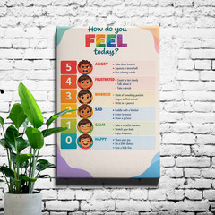 Kids Emotion Chart Poster Print Color Scale Cartoon Facial Expressions