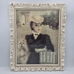 Set of 2 Vintage Cherry Jeffe Huldah Prints Ornate Wood Frames Paris Decor 17”