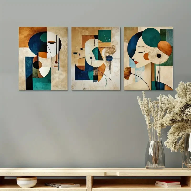 3pcs Dormitory Decoration, Abstract DD Wall Art Canvas Framed 50x70cm