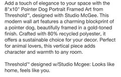 NEW! Threshold Studio McGee – Pointer Dog Wall Art in Frame – 8″ x 10″