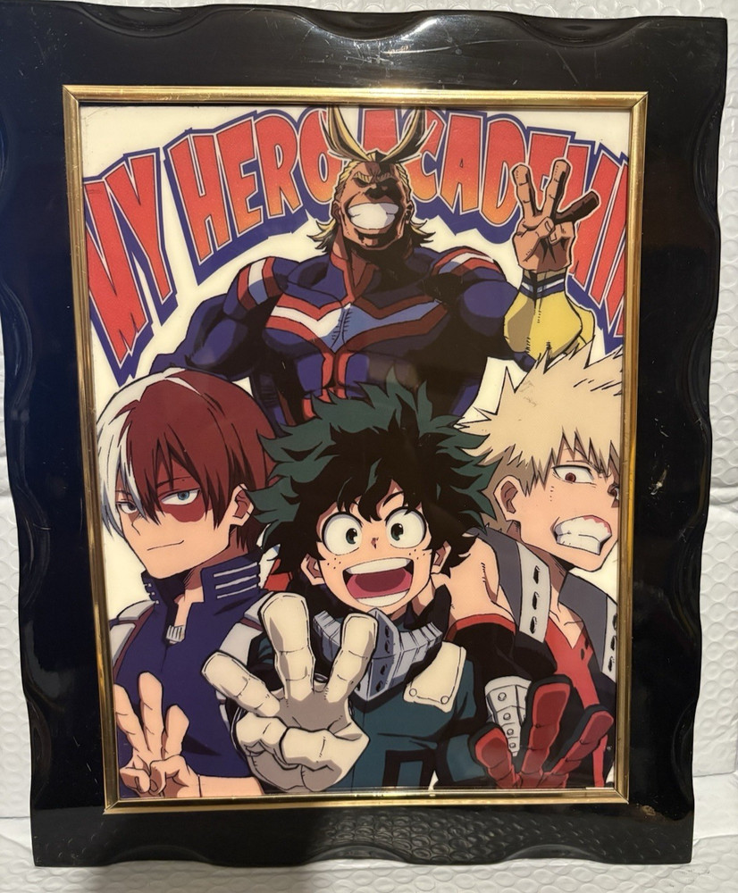 My Hero Academia Wall Art Framed 13.5×11 w/ 11×8 Print (Frame Damage)