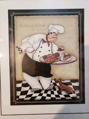 Dena Marie 2pc Print’s Fat French Chef Wall Art& Decor~Folk Art~!!!