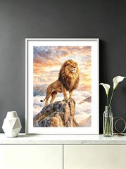 Set of 2 | Regal Lion Ragdoll Cat Floral Wildlife Watercolor Art Print 12X16″