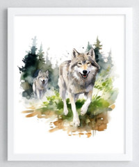 Wolves Art Print, 2 Wolves Wildlife, Art Print Wall Decor, Home Decor Print