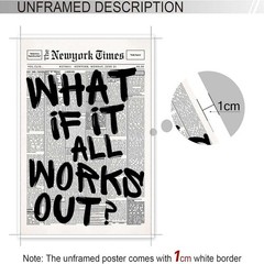 Retro Black And White Newspaper Poster What If It All Works 8x12in Unframed