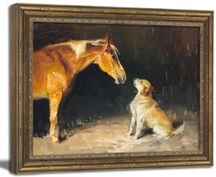 Gold Framed Wall Art Vintage Horse and Dog Wall Art Country Farmhouse Animals…