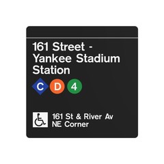 NYC Subway 1990s 161 Street – Yankee Stadium (Standard) Metal Art Replica Sign