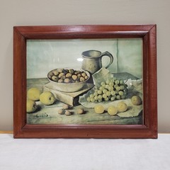 Fruit Still Life Wall Art Set of 3 Framed Farmhouse Kitchen Rustic Vintage Decor