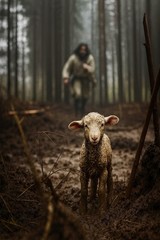 Jesus Running After Lost Lamb Picture photos 8×10 art wall 020