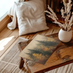 Autumn Forest Canvas Wall Art, Classical Retro Fall Forest Andscape Trees Can…
