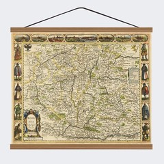 Ancient 1626 Old Antique Decorative map of Bohemia Canvas Magnetic Wooden Hanger