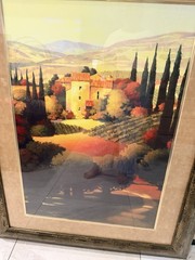 Framed Countryside Landscape Print Wall Art Vertical Multicolor Paper