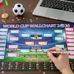 World Cup Poster 2026 Schedule Wall Chart Soccer Decor