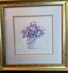 VTG Essex Fine Art Floral Gold Ornate Framed Watercolor Cottage Farmhouse Decor