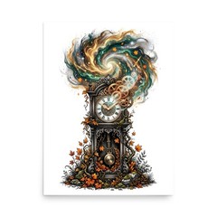 Surreal Grandfather Clock Poster – Fantasy Portrait Print