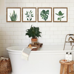 Artbyhannah Framed Bathroom Wall Art Decor, 10X10 Inch 4 Pack Botanical Gallery