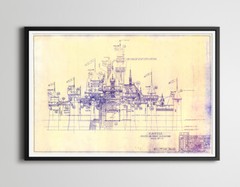 1955 Blueprint of the Disneyland Castle POSTER! (up to 24 x 36) – Vintage – Art