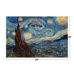UFO Sighting On A Starry Night Vincent Van Gogh Humor Art Van Gogh Wall Art Natu