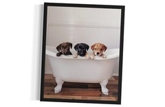 in Bathtub Wall Art Print Poster, Bathroom Decor 10″L x 8″W Puppies Unframed