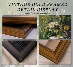 Vintage Gold Framed Bathroom Canvas Wall Art,Roll Floral Prints, Moody Green …
