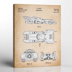 Batman Gifts for Men, batman Decor, Batmobile Patent Canvas Print