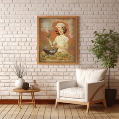 Retro CANNABIS CHEF Wall Art, Vintage Stoner Kitchen Decor, Pothead Cook Poster