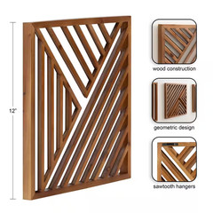 Barreda 12 In. X 12 in Natural Piece Wooden Wall Art Set