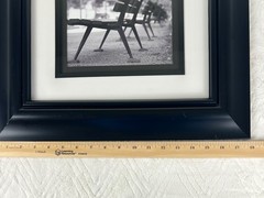 New York Paris Urban Landscapes Matted Prints With Benches And Black Frames Pair