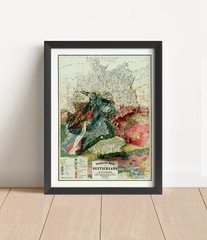 Germany Map, Germany 2D Relief Map, Germany Vintage Map – 2D Flat