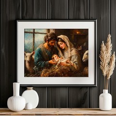 Nativity Scene Wall Art | Holy Family Christmas Canvas & Poster Print