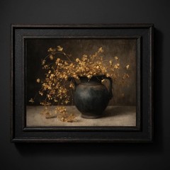 Rustic Dark Floral Autumn Wall Art – Moody Vintage Botanical Print – French
