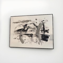 Canvas Wall Art Black and White Gray Abstract, Large Framed 30×40