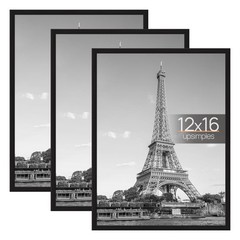 upsimples 12×16 Picture Frame Black 3 Pack, Scratch-Proof Poster 12×16,